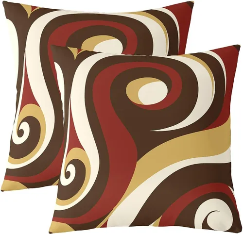 Vista 11 de Castle Fairy Juego de 2 fundas de almohada modernas con estampado de líneas geométricas de doble cara de 16 x 16 pulgadas, color gris, negro y rojo