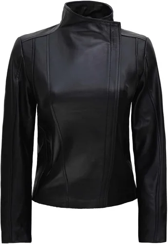 Vista 2 de Chaqueta de cuero Mujer - NegroMarrón Real Lamsbkin Chaquetas de peso medio para mujer