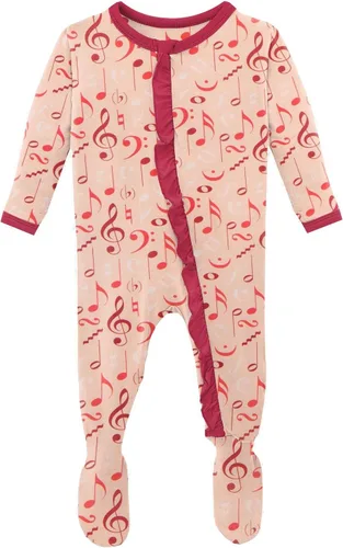 Vista 9 de KicKee - Mameluco clásico con volantes y cremallera, ropa de dormir suave, ropa de una sola pieza para bebé niña
