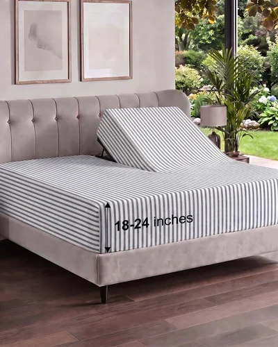 Vista 58 de Sábana bajera ajustable extra profunda Twin XL – Sábana bajera individual de lujo de hotel solamente – Se adapta fácilmente a colchones de 18 a 24