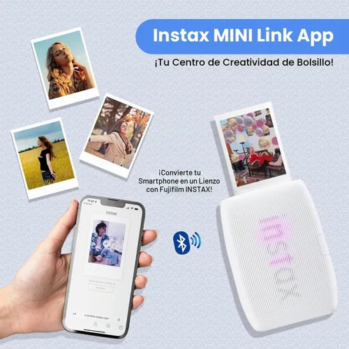 Vista 2 de Fujifilm INSTAX Mini Link 3 - Impresora para smartphone + película instantánea INSTAX Mini (20 hojas) + cargador de pared USB + bolsa de viaje