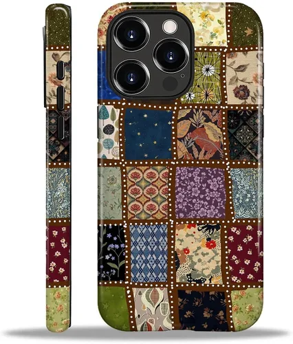 Vista 68 de Funda para iPhone 11, resistente híbrida 2 en 1, protección completa contra golpes con acabado brillante, diseño de collage de tela a cuadros