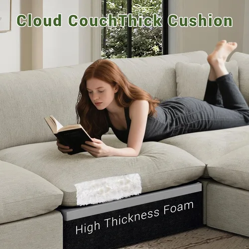 Vista 5 de Cloud Sofá Seccional Modular, Sofá de 2 Asientos con Relleno de Plumón 78.6" Sofá Minimalista, Funda Lavable y Reemplazable Sofás para Sala
