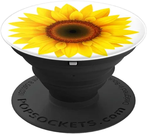 Vista 4 de Girasol Decoración Girasol Amarillo Sol Flor Fondo Blanco PopSockets PopSockets Swappable PopGrip
