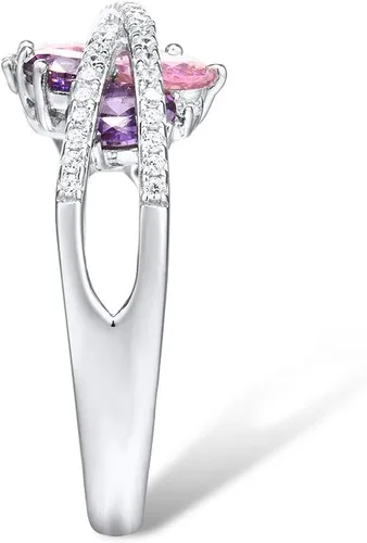 Vista 3 de Santuzza Anillo giratorio de plata de ley 925 Anillos de circonita cúbica blanca