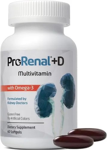 Vista 5 de ProRenal+D con Omega-3 Aceite de Pescado Multivitamínico Riñón 60 cápsulas blandas, 30 días