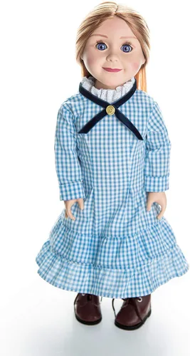 Vista 6 de The Queen's Treasures Ropa de muñeca de 18 pulgadas, Little House on The Prairie Auténtica Laura & Mary Ingalls traje de vestido azul a cuadros