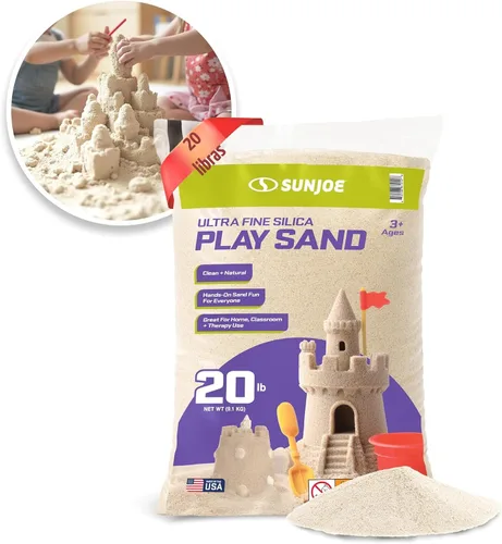 Vista 7 de Sun Joe Silica Play Sand for Sandbox, Sensory Table & Gardens, PLYSAND20
