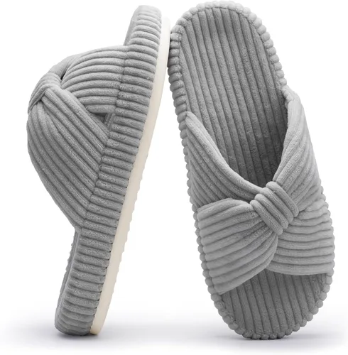 Vista 10 de Chantomoo - Pantuflas para mujer de espuma viscoelástica para la casa con cordón, lazo y tiras cruzadas, zapatos de cama cómodos y de moda