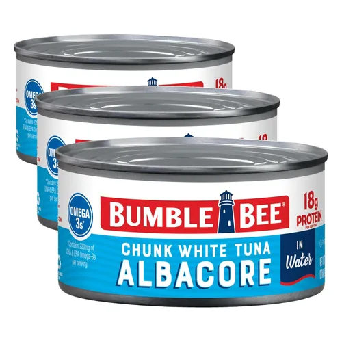 Vista 16 de Bumble Bee Trozos de atún blanco blanco en aceite, lata de 5 onzas, atún capturado en la naturaleza, 0.81 oz de proteína por porción, alto
