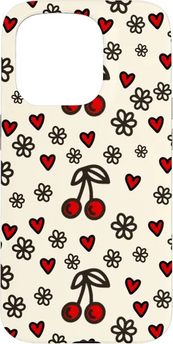 Vista 14 de Carcasa para iPhone 16 con diseño de cerezas, cerezas, diseño de corazón de San Valentín, color rojo
