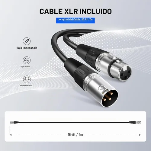 Vista 6 de NEEWER DM01 Micrófono dinámico cardioide con cable XLR para podcast, PC, juegos, transmisión, voz de estudio, discursos, actuaciones en vivo, 600Ω