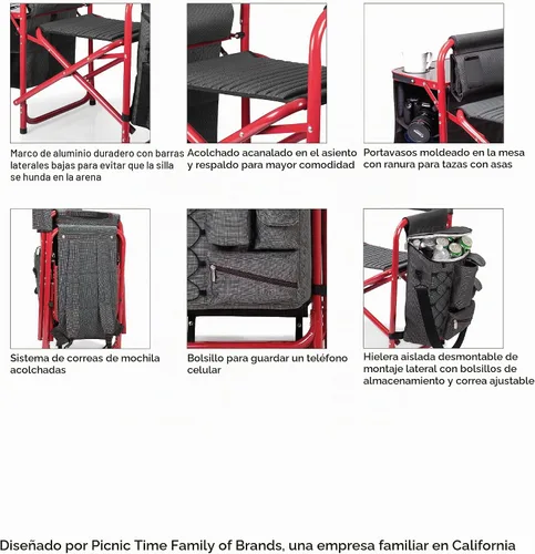 Vista 11 de Picnic Time Fusion – Silla plegable, Gris/Negro Gris Oscuro con Acentos Negros