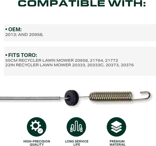 Vista 3 de UDC Parts 115-8439 Cable de freno de cuchilla para cortacéspedes recicladores Toro de 22 pulgadas 20333 20373 20333C 20376 20958 21772 21764