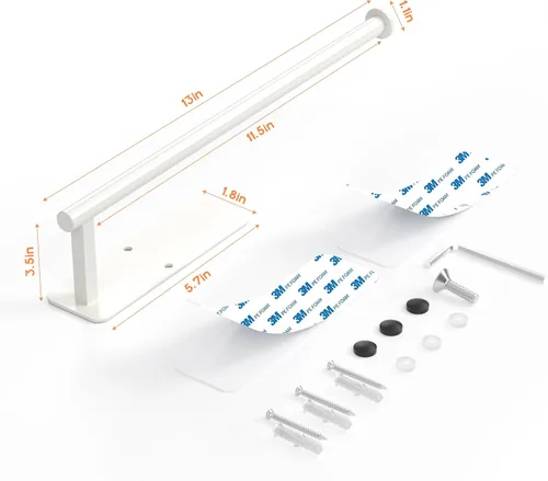 Vista 3 de ASTOFLI Soporte para toallas de papel blanco para montaje en pared, soporte para toallas de papel para debajo del gabinete, color blanco