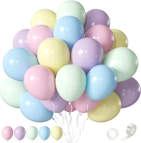 Vista 16 de Globos morados, 60 globos de látex de color morado claro y perla metálica, globos de confeti para cumpleaños, baby shower, despedida de soltera