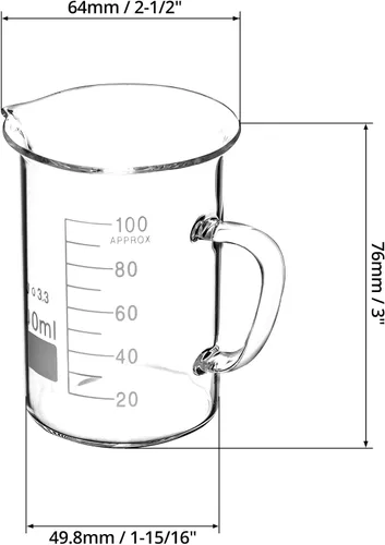 Vista 6 de QWORK Vaso con asa, taza medidora de 3.4 fl oz, vidrio de borosilicato, taza con boquilla de vertido, paquete de 2