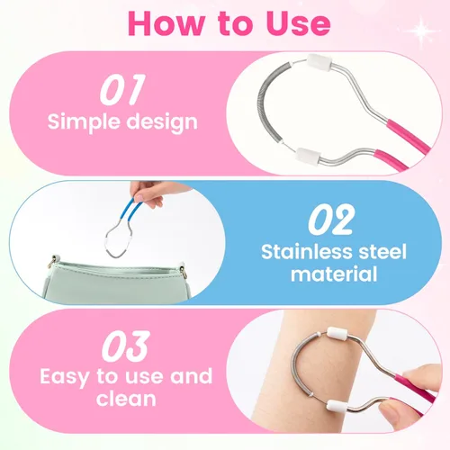 Vista 4 de 2 unidades de removedor de vello facial manual, depiladora portátil de resorte de acero inoxidable, removedor de vello facial suave para mujeres
