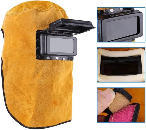Vista 6 de Casco de soldadura, duradero, de buena calidad, resistente al calor, transpirable, máscara de protección con lente de protección completa