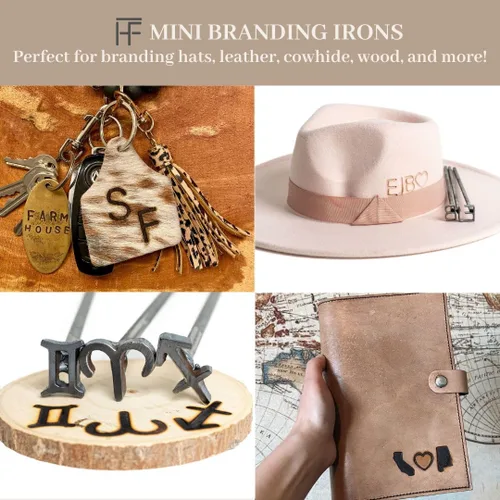 Vista 9 de Kit de hierros para marcar de acero mini de 1" con personajes surtidos para sombreros, grabado en madera, manualidades para principiantes y adultos