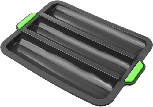 Vista 9 de Hemoton Molde de silicona para baguette, bandeja de pan francés, forma de pan, molde para hornear pan, molde para subrollo, tostado, negro, 13.6 x