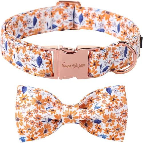 Vista 30 de Unique style paws - Collar de otoño para perros con lazo, collar para cachorros, regalo para mascotas, collar ajustable para perro, collares