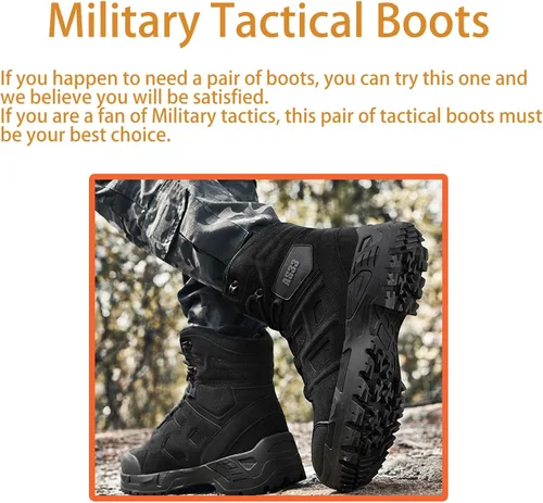 Vista 4 de Kervaky Botas tácticas para hombre, botas militares, botas de trabajo, botas de desierto, botas duraderas, botas de senderismo, botas de combate