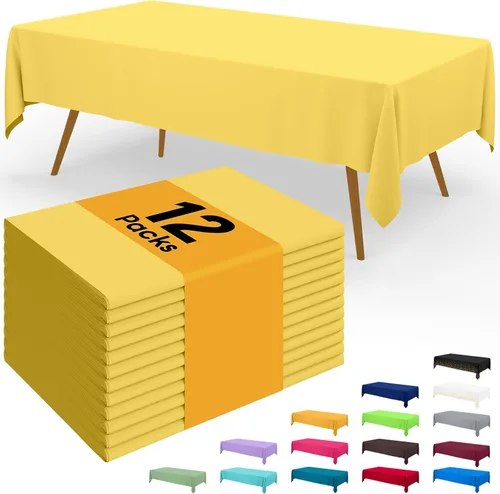 Vista 116 de Smiry - Juego de 6 manteles desechables, 54 x 78 pulgadas, manteles impermeables rectangulares para fiestas, cubierta de mesa de plástico