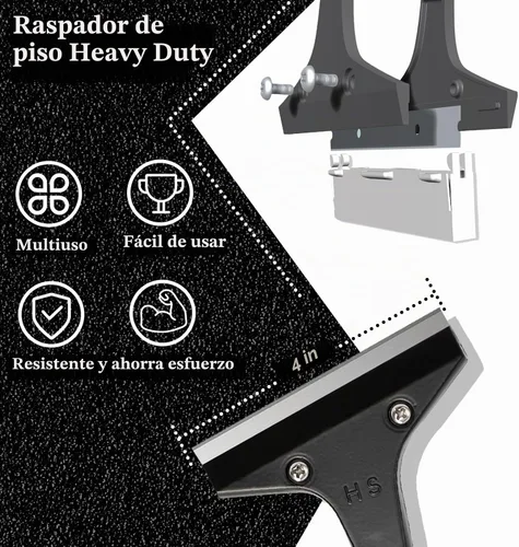 Vista 4 de Rascador de suelo de mango largo, herramienta rascador de piso resistente de 16 a 47 pulgadas, hecha de acero inoxidable más fuerte con 5