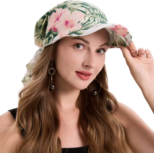 Vista 19 de ZLYC Gorro de quimioterapia para mujer, visera para la cabeza, bufanda preatada, gorra ligera de calavera Blanco sólido