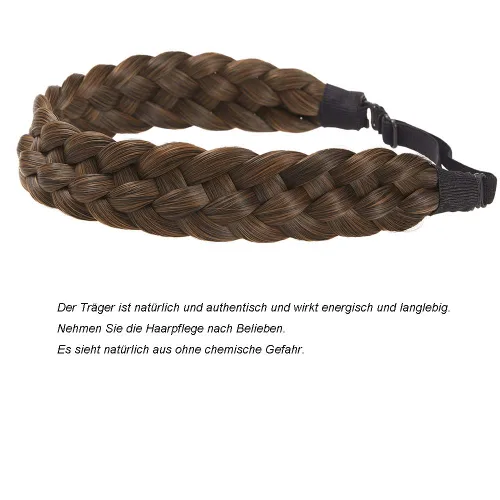 Vista 4 de Diadema de pelo sintético de 5 hebras trenzadas, clásicas, gruesas, anchas, trenzadas, elásticas, multicolor, accesorios de belleza para el cabello