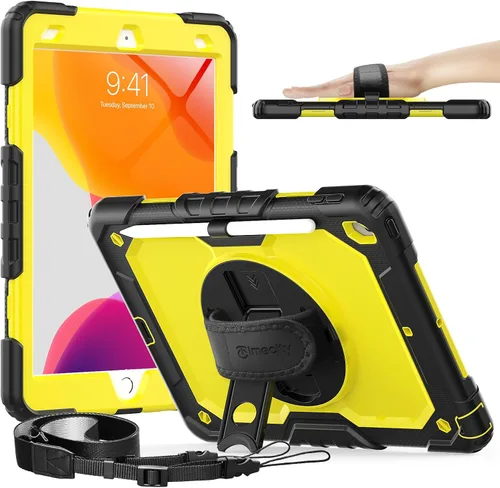 Vista 12 de Timecity - Funda para iPad de 9ª/8ª/7ª generación, de 10.2 pulgadas, funda protectora resistente con protector de pantalla, soporte giratorio Negro