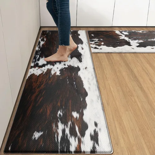 Vista 10 de Arttown - Juego de 2 tapetes antifatiga para cocina de mármol negro y oro, tapete acolchado impermeable y antideslizante y alfombra de espuma