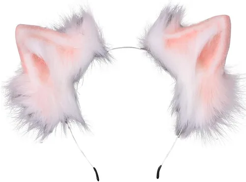 Vista 7 de VIGVAN KYC Orejas de animales Kawaii de peluche con orejas de gato para el cabello, tocado para Halloween o cosplay