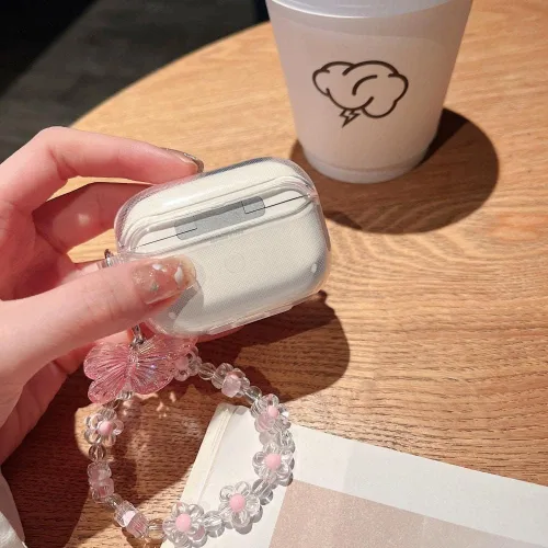 Vista 5 de MINSCOSE Funda compatible con Airpods Pro de 3ª generación (2025) con kit de limpieza, diseño de patrón de arco 3D de marco ondulado con bonito