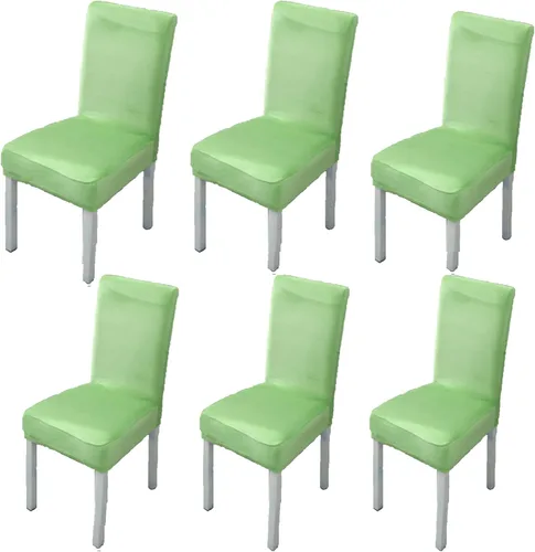 Vista 11 de Juego de 6 fundas elásticas de terciopelo suave para sillas de comedor, decoración elegante para el hogar y banquete, protector de silla Parson