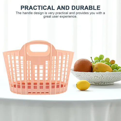 Vista 7 de Luxshiny Paquete de 2 cestas de plástico para frutas con asas, bolsa plegable de almacenamiento de cocina para organización de frutas y verduras