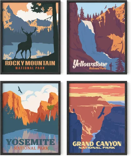 Vista 31 de HAUS AND HUES Pósteres vintage del parque nacional, juego de 6 impresiones artísticas de parques nacionales, arte de pared de naturaleza y juego