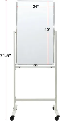 Vista 3 de Excello Global Products Pizarra blanca de doble cara con soporte rodante 40" x 24
