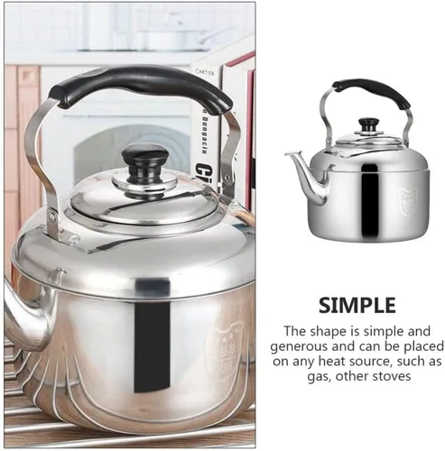 Vista 2 de Luxshiny Hervidor de té de gran capacidad, tetera silbante, cómoda manija aislada, hervidor de agua de acero inoxidable de grado alimenticio