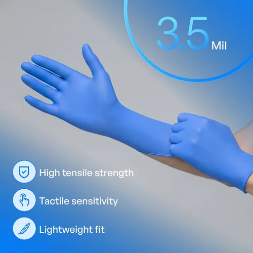 Vista 2 de TRONEX Chemo-Rated Fingertip-Textured Blue Nitrile Exam Gloves, Blue Medical Nitrile Gloves