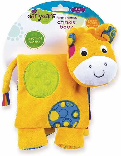 Vista 6 de Libro de juguete arrugable para bebés Farm Friends de Earlyears, con 6 animales de granja y sus sonidos, táctil y educativo, lavable a máquina
