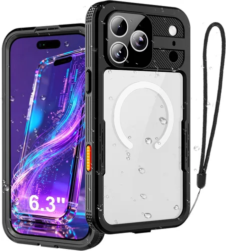 Vista 18 de Funda impermeable para iPhone 17, certificada IP68, grado militar a prueba de golpes y polvo para iPhone 17 (6.3" 2025), compatible con MagSafe Negro
