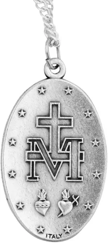 Vista 3 de Collar con medalla milagrosa de María de VILLAGE IMPORTERS de 1.5in Colgante y cadena de la Virgen María Virgen Hermoso diseño italiano Christian
