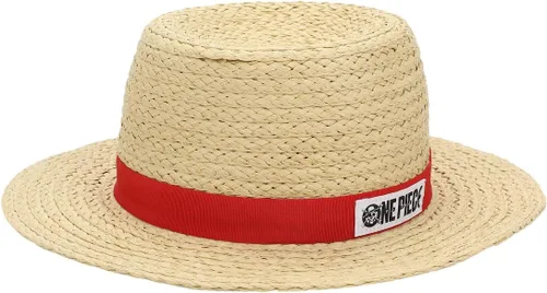 Vista 3 de Bioworld Sombrero de pescador de paja Luffy Cosplay de una pieza con cuerda de barbilla marrón, Marrón