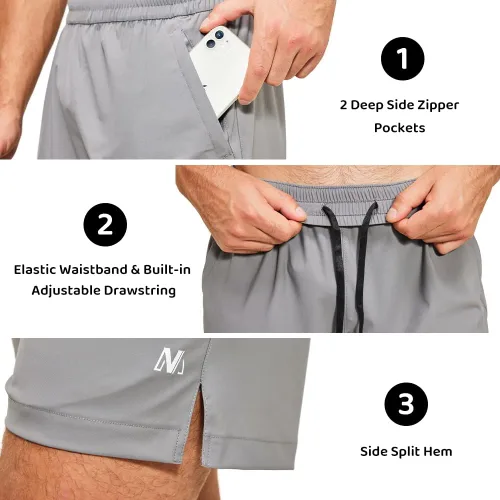 Vista 5 de NIMENJOJA Pantalones cortos de entrenamiento para hombre de 5.5 pulgadas, de secado rápido, ligeros, atléticos, para entrenamiento activo