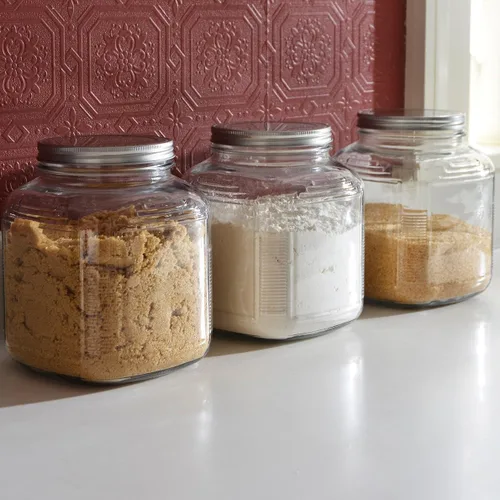 Vista 3 de Anchor Hocking - Frasco para galletas con tapa de aluminio con acabado cepillado, 4 unidades, Vidrio transparente