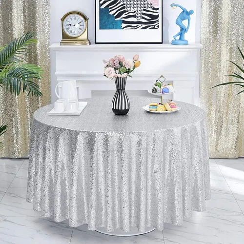 Vista 11 de Hahuho Mantel rectangular de lentejuelas de 50x80 pulgadas, color champán, mantel con purpurina para decoración de despedida de soltera, cumpleaños