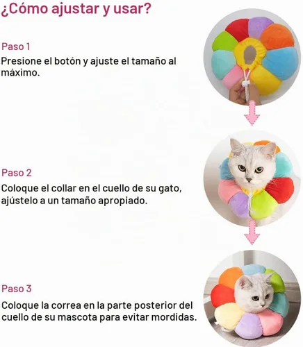 Vista 6 de Collar de Recuperación para Gatos y Perros Pequeños, Lindo Cono de Cuello Después de Cirugía, Collar E Ajustable para Mascotas, Cono Protector