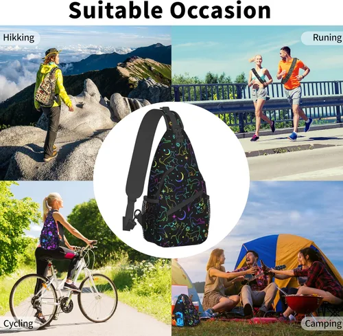Vista 5 de Bolso bandolera para mujer, bolso cruzado tipo bandolera tipo bandolera para el hombro, bolsa de pecho para viajes, senderismo, gimnasio, antirrobo